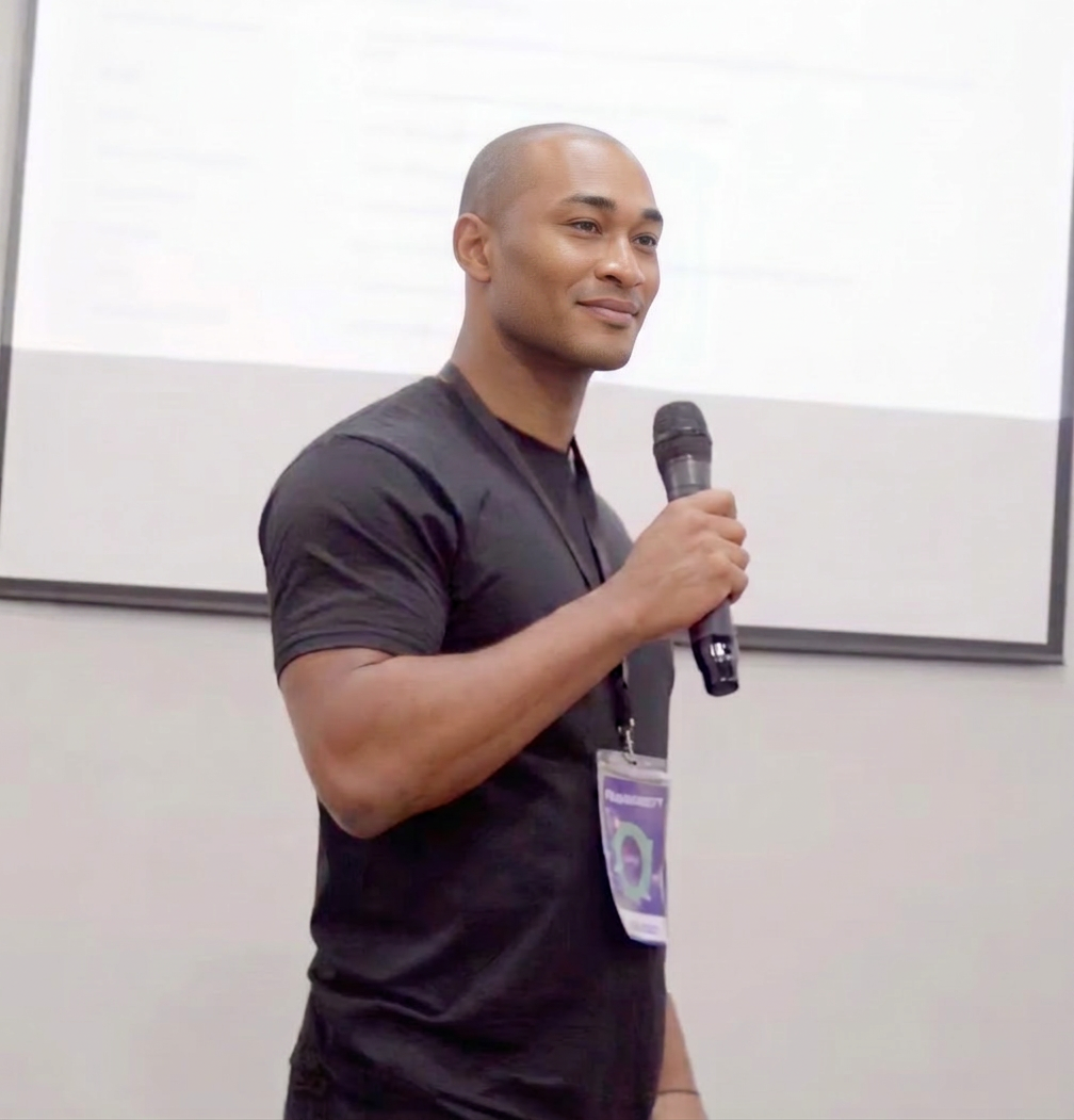 Lewis speaking at an industry event