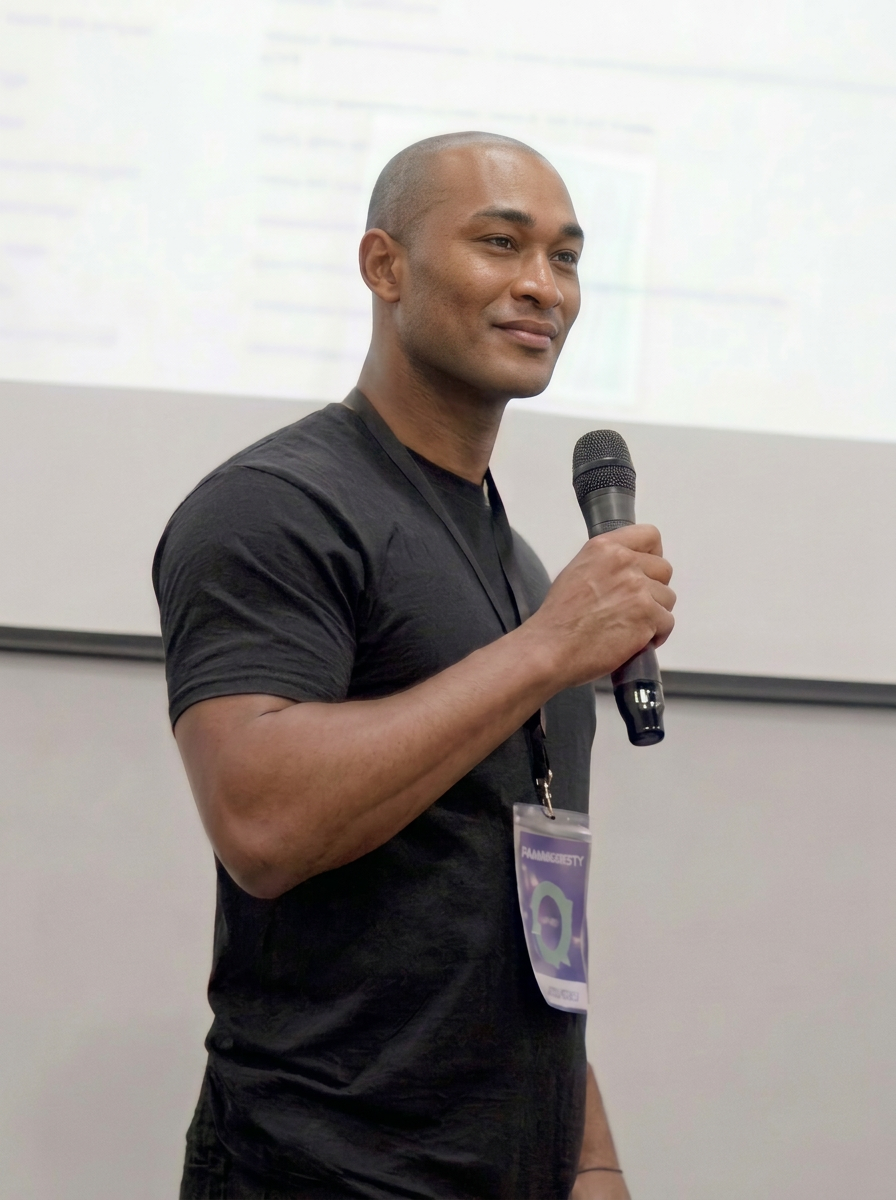 Lewis speaking at an industry event